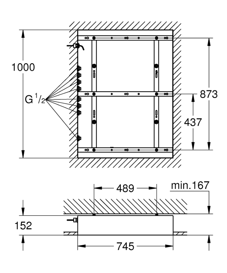 Фото 26376001 Grohe Rainshower F-Series 40'' AquaSymphony Верхній душ внутрішня частина  1016х762мм, 