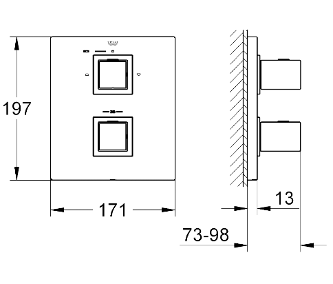 Фото 19958000 Grohe Grohtherm Cube  Термостат зовнішня частина на одного користувача , хром