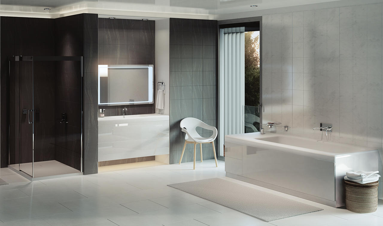 Фото INT12/PVCxxx/PTO Balteco Integra Шафка у ванну кімнату 120x48 (push-to-open), ПВХ-плівка