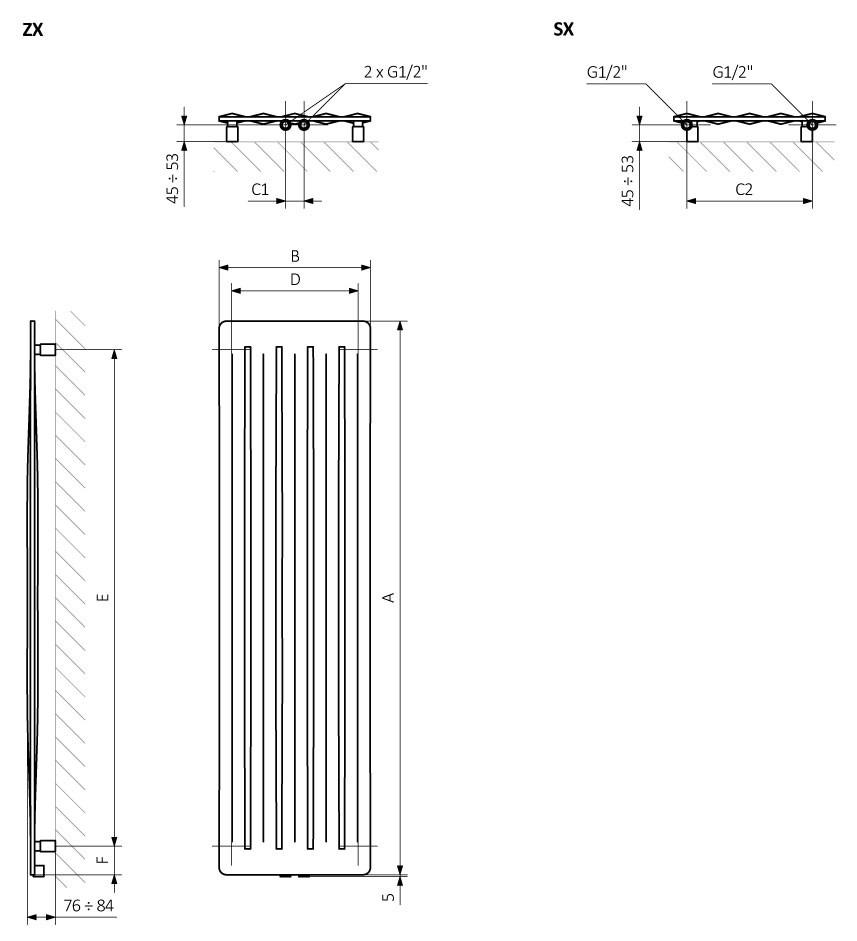 Фото WGARV120041 Terma Aero V  Дизайн-радіатор вуглецева сталь 1200x410, RAL