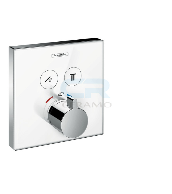 Фото 15738400 Hansgrohe Shower Select  скляний Термостат зовнішня частина на два користувачі , білий/хром